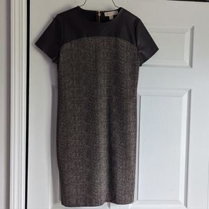 Michael Kors | Brown/Cream Leather Sleeve Dress